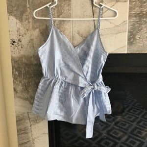 Moa Moa Women’s Blue&White Pin Striped Wrap Tank